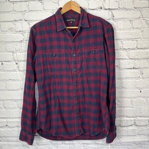 J. Crew Mercantile Plaid Button Up Flannel Shirt Mens Size Medium Blue Red